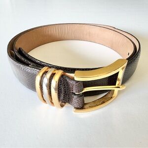 NWT Mezlan Genuine Lizard Leather Belt Gold Silver Buckle Made in Spain size 36